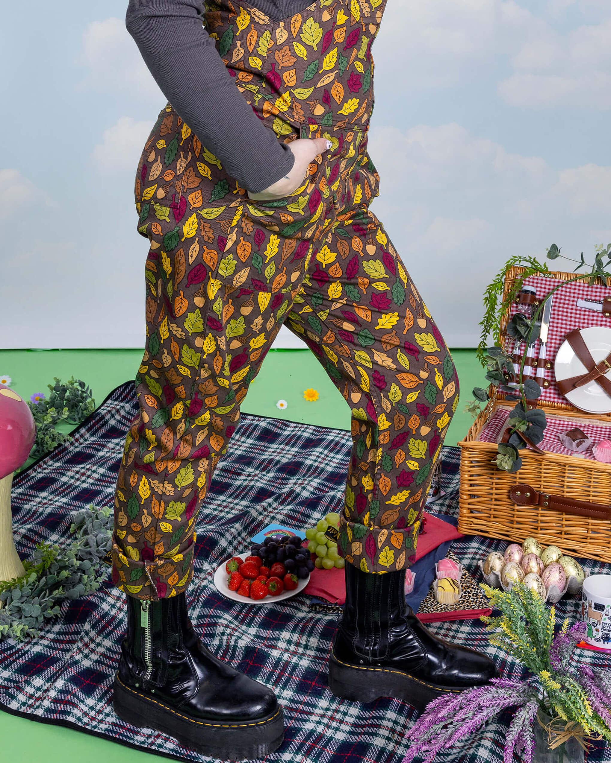 Autumn Leaves Stretch Twill Dungarees - Image 7