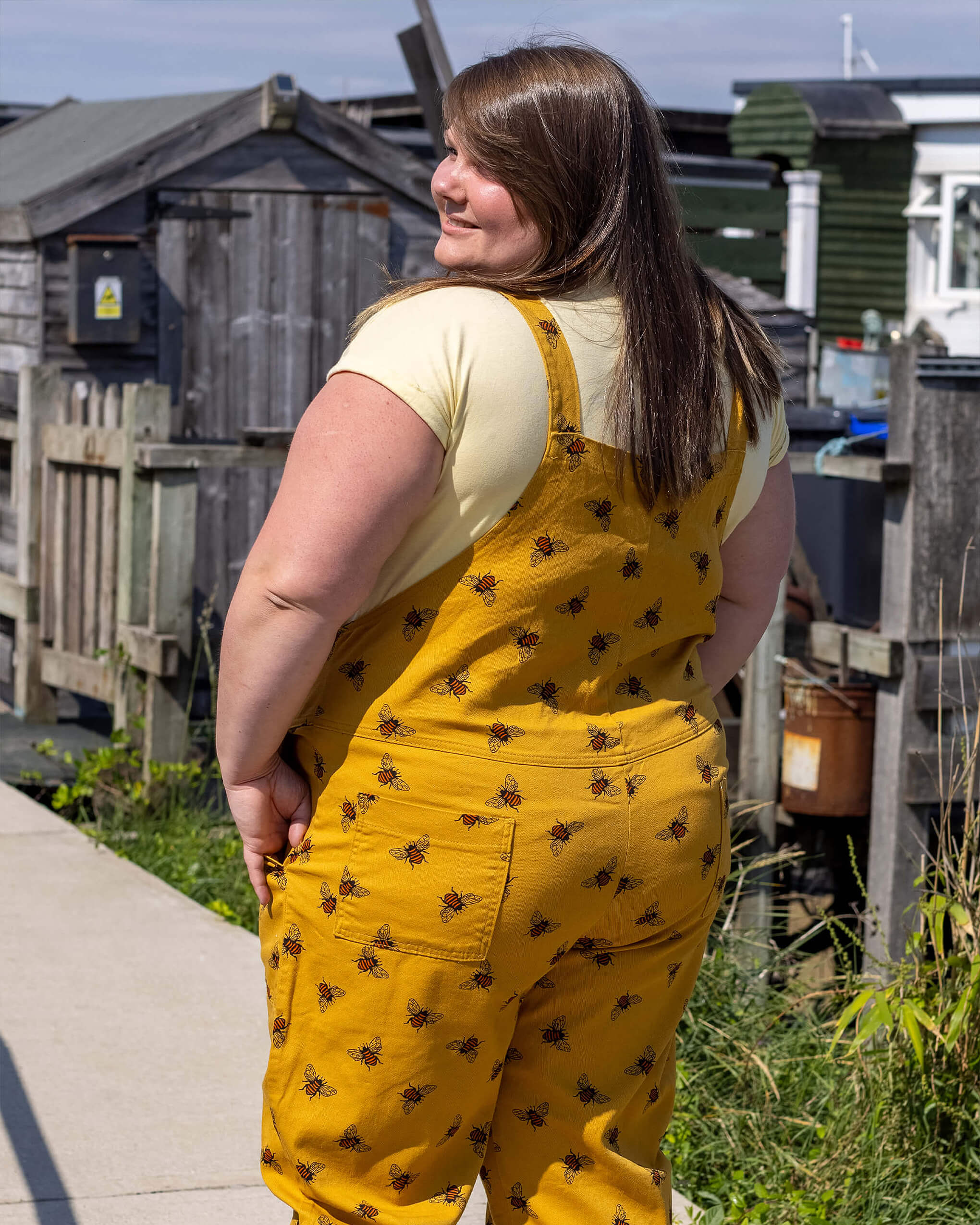 Bees Knees Dungabees Gold Stretch Twill Dungarees - Image 4