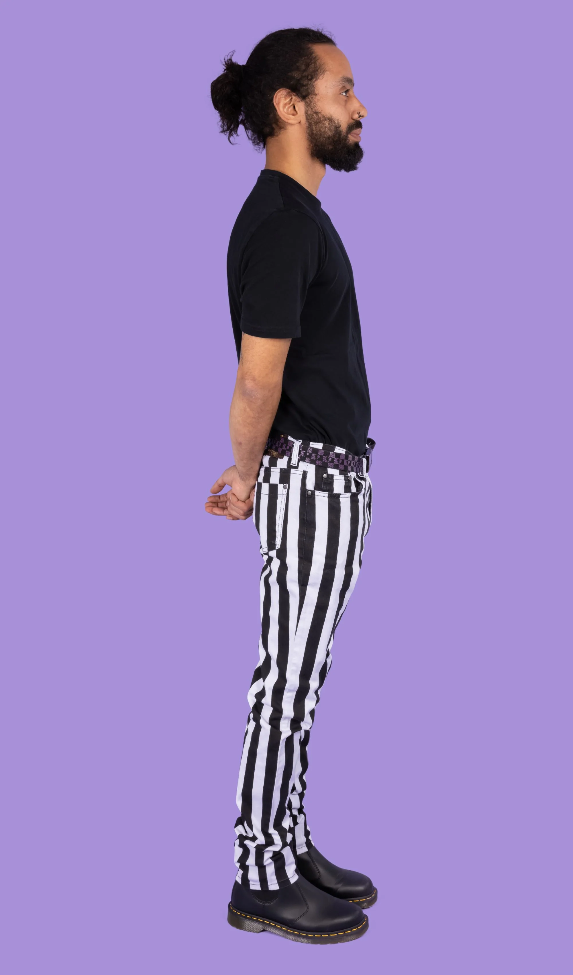 Black & White 1" Striped Mid Rise Stretch Skinny Jeans - Image 6