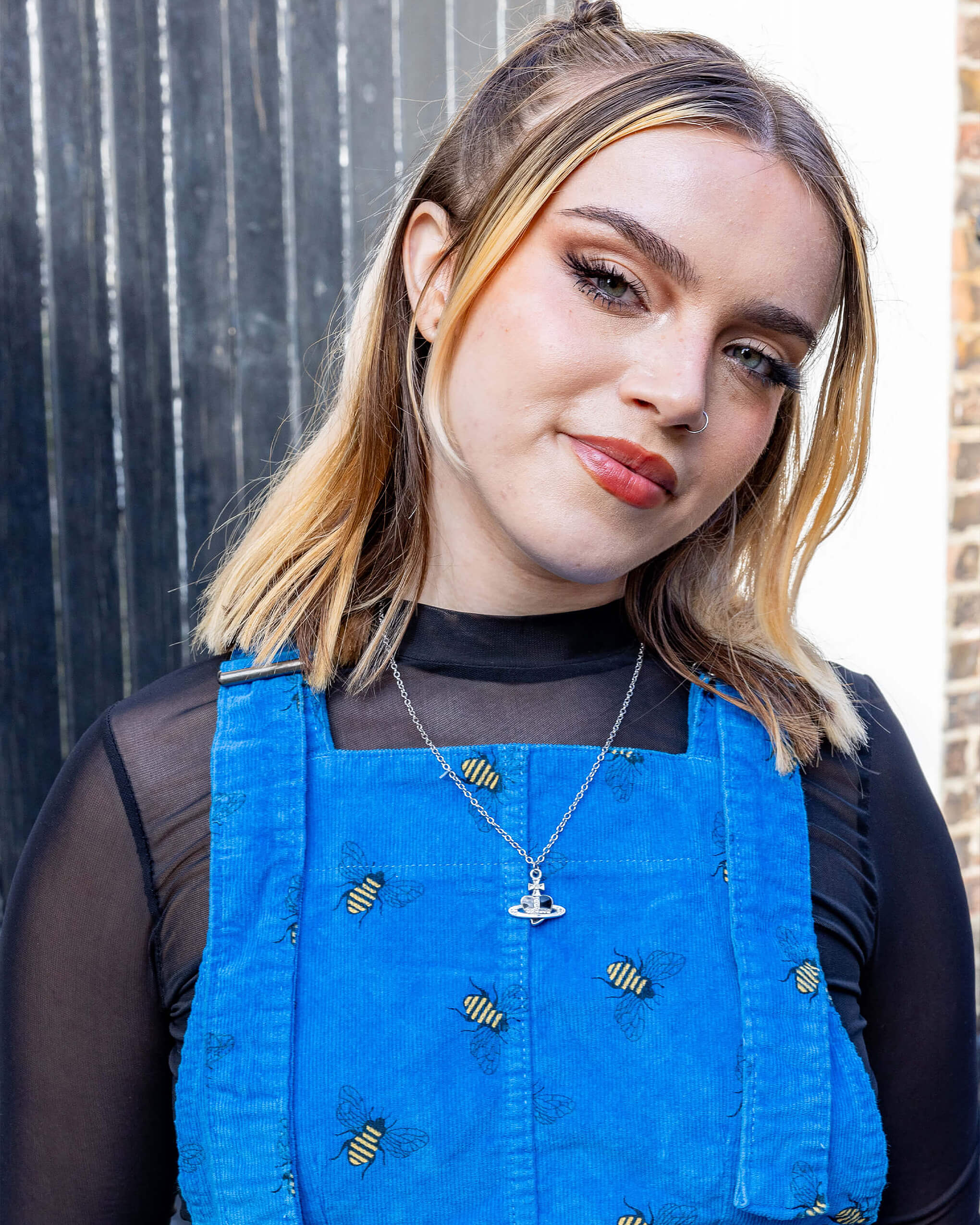 Blue Bee Stretch Corduroy Pinafore Dress - Image 4