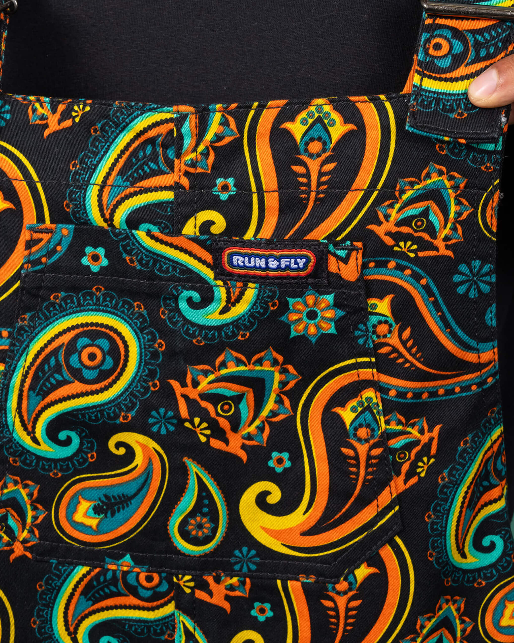 Black Paisley Stretch Twill Dungarees - Image 11