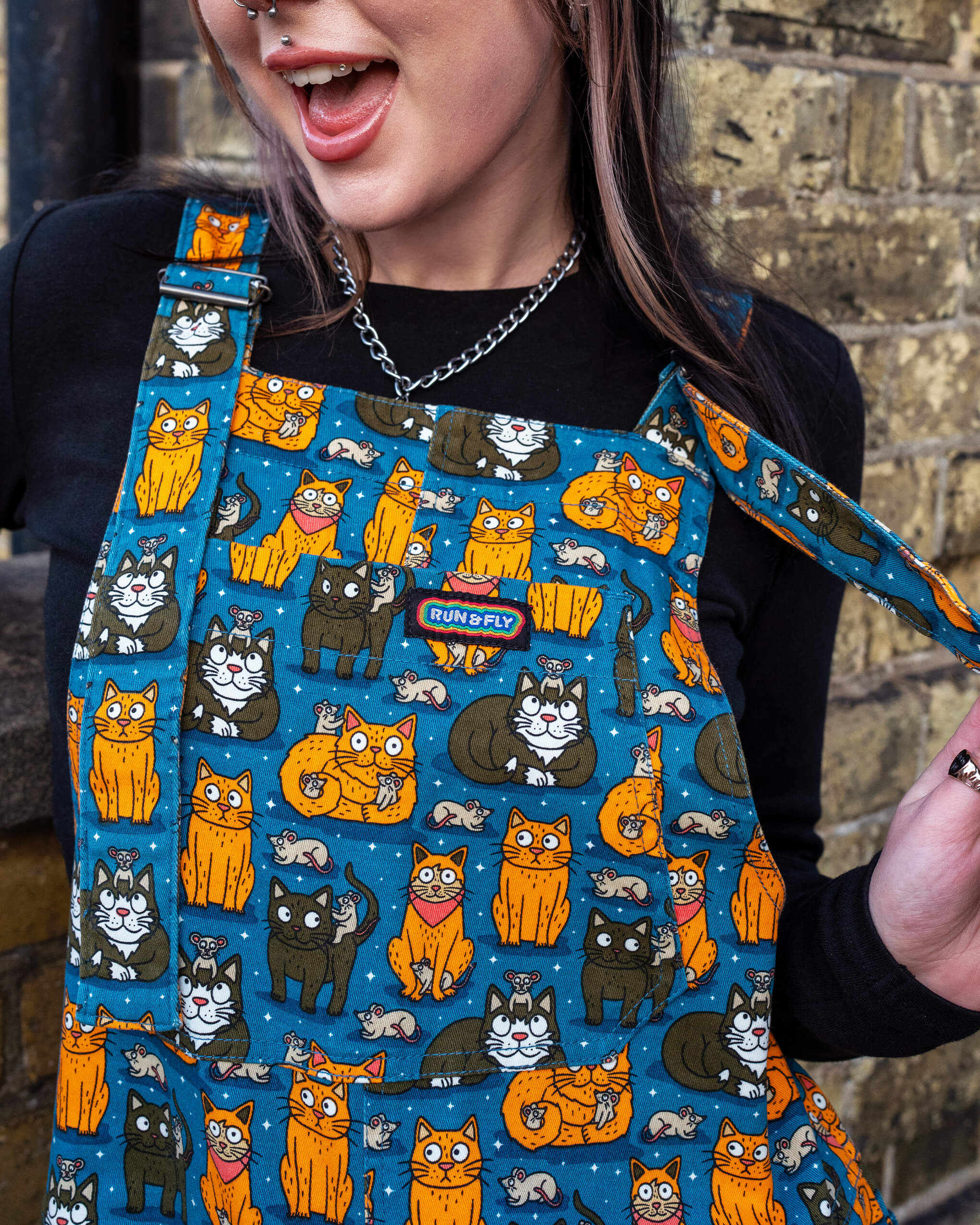 Cats and Mice Stretch Twill Dungarees - Image 8