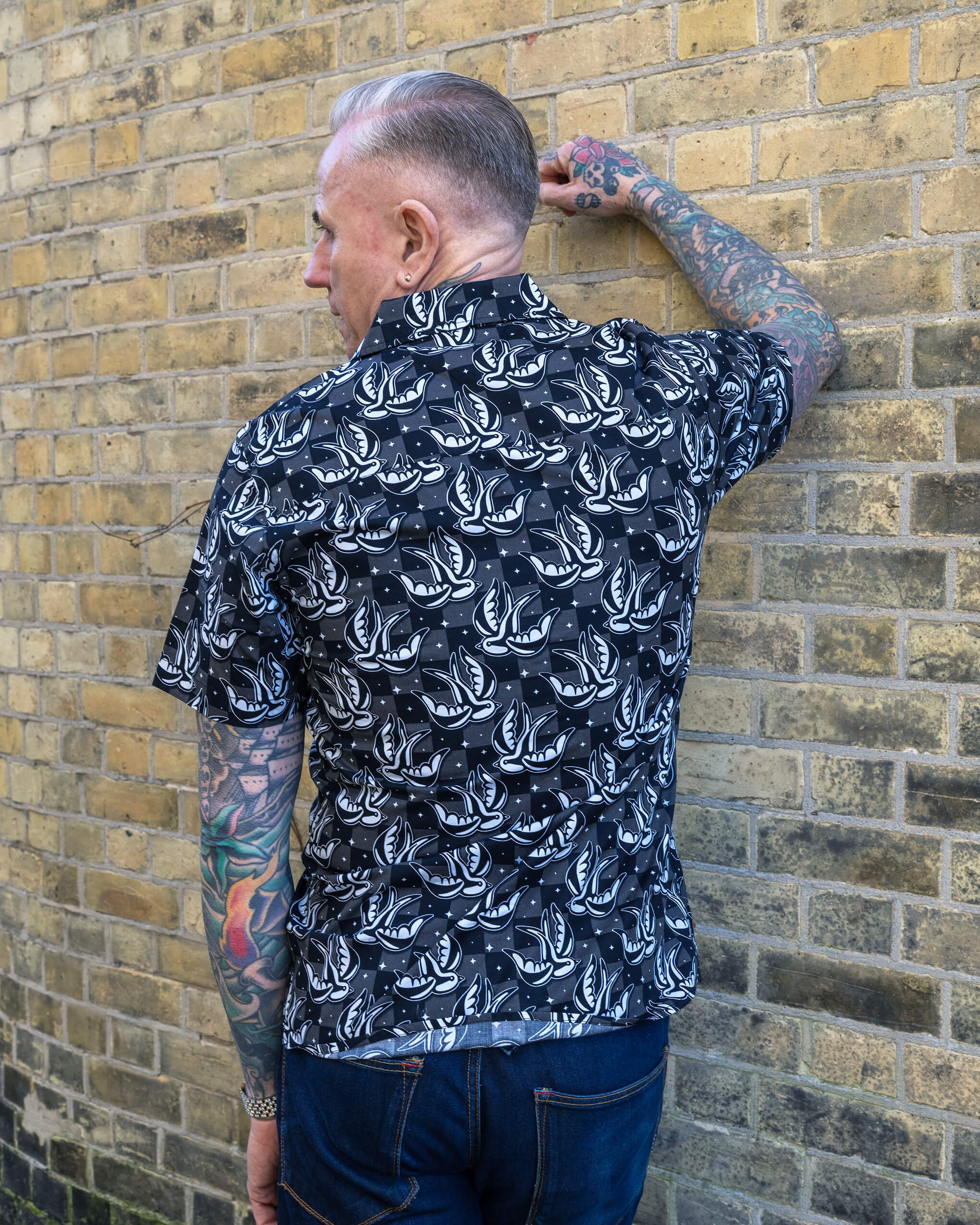 Checkerboard Swallow Sleeve Shirt - Image 4