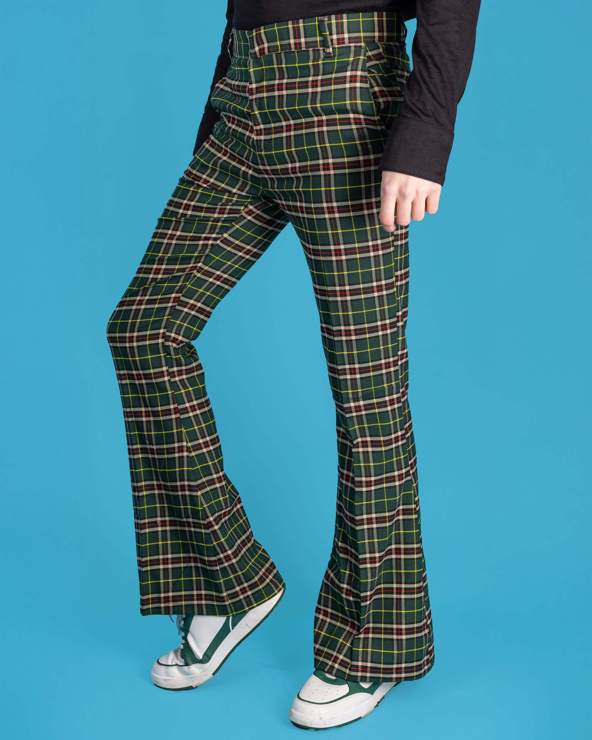 Green Tartan Plaid Bell Bottom Slacks - Image 12