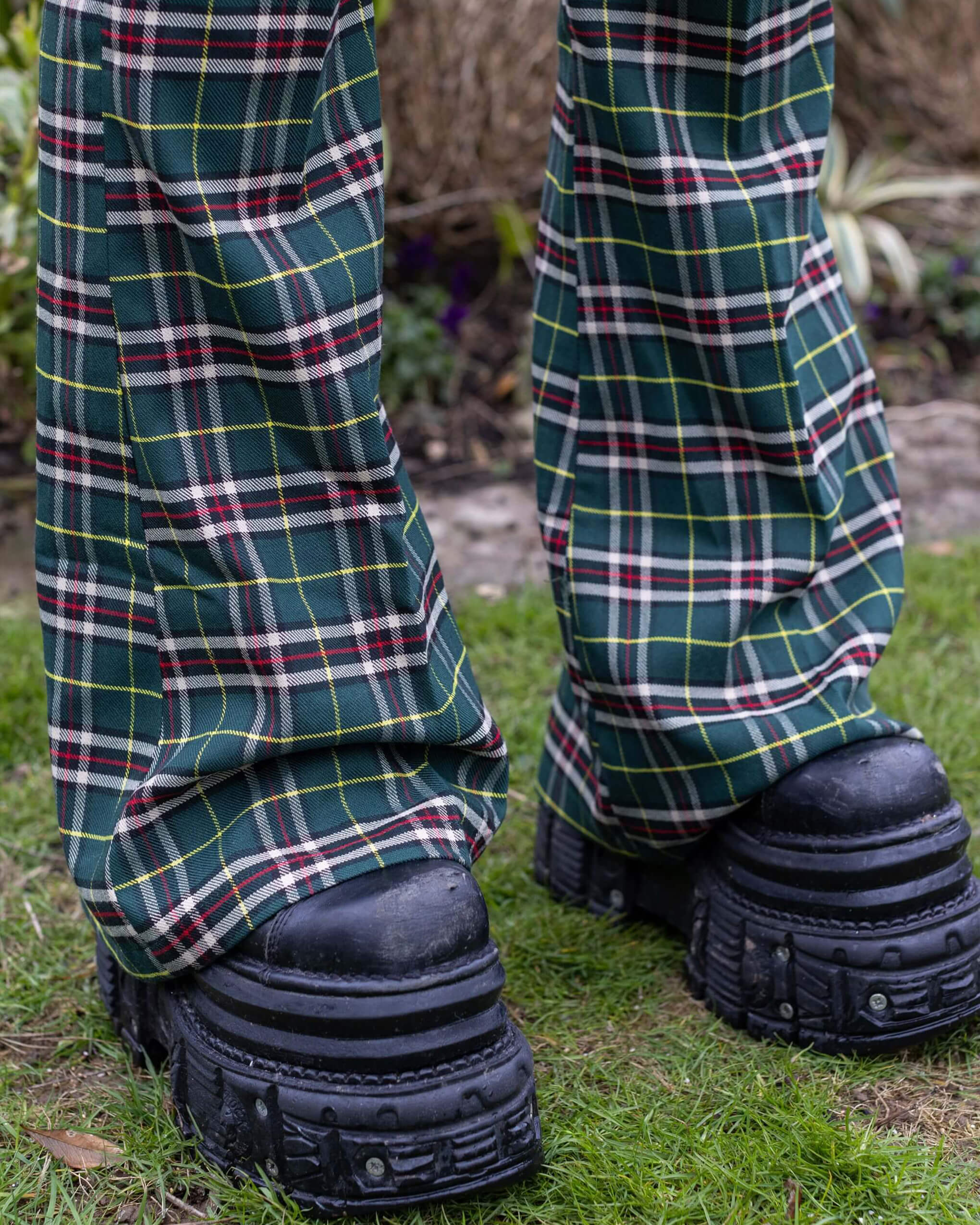 Green Tartan Plaid Bell Bottom Slacks - Image 8