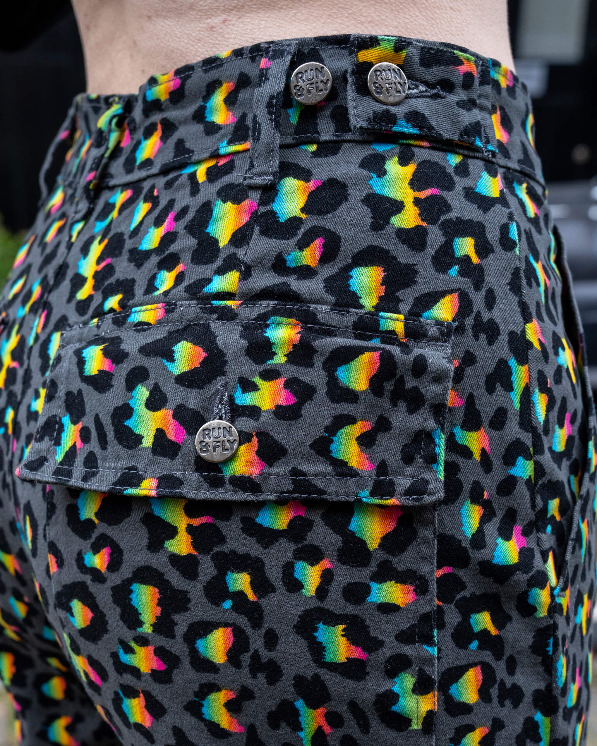 Grey Rainbow Leopard Straight Leg Trousers - Image 5