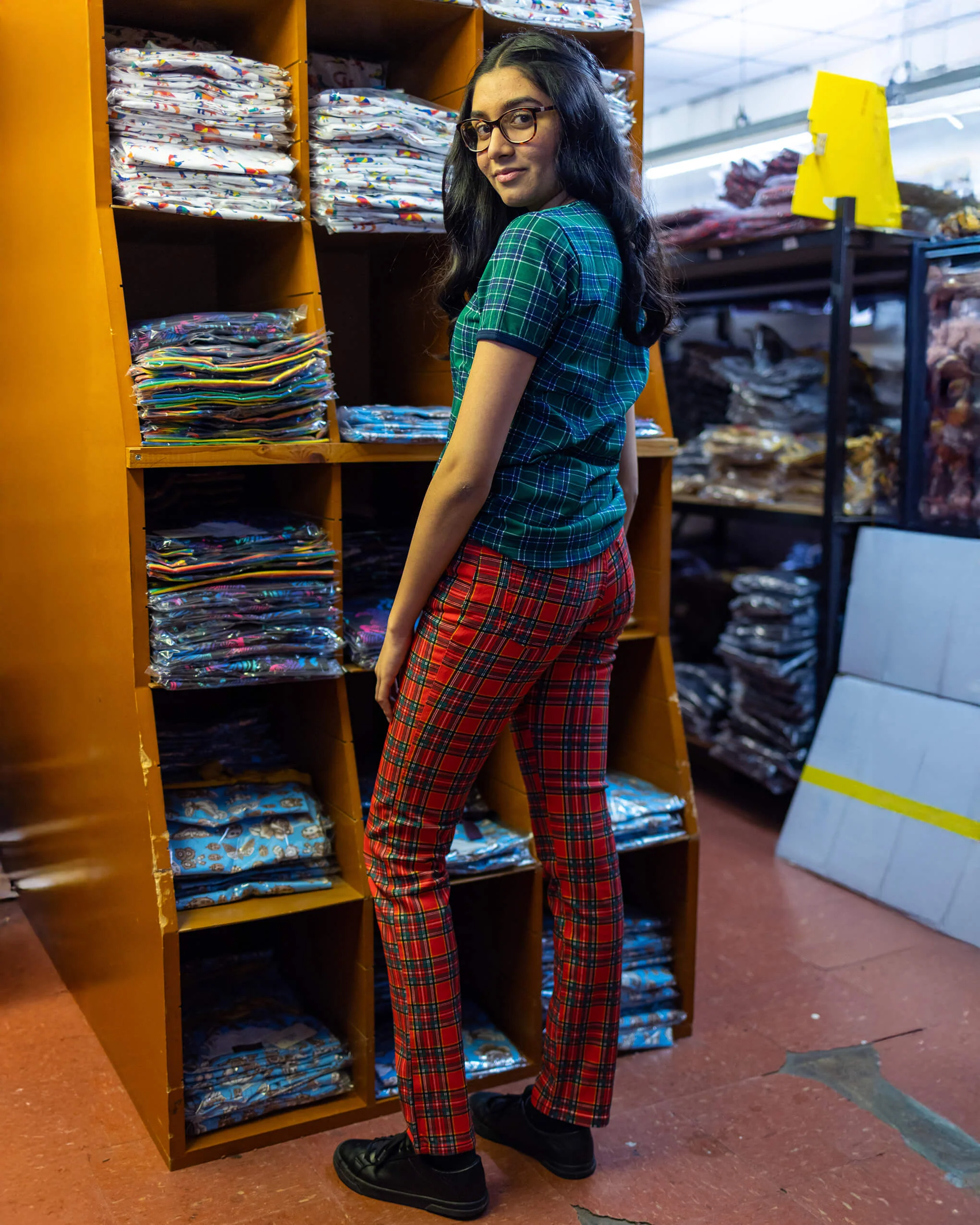 Mid Rise Red Tartan Stretch Skinny Jeans - Image 10