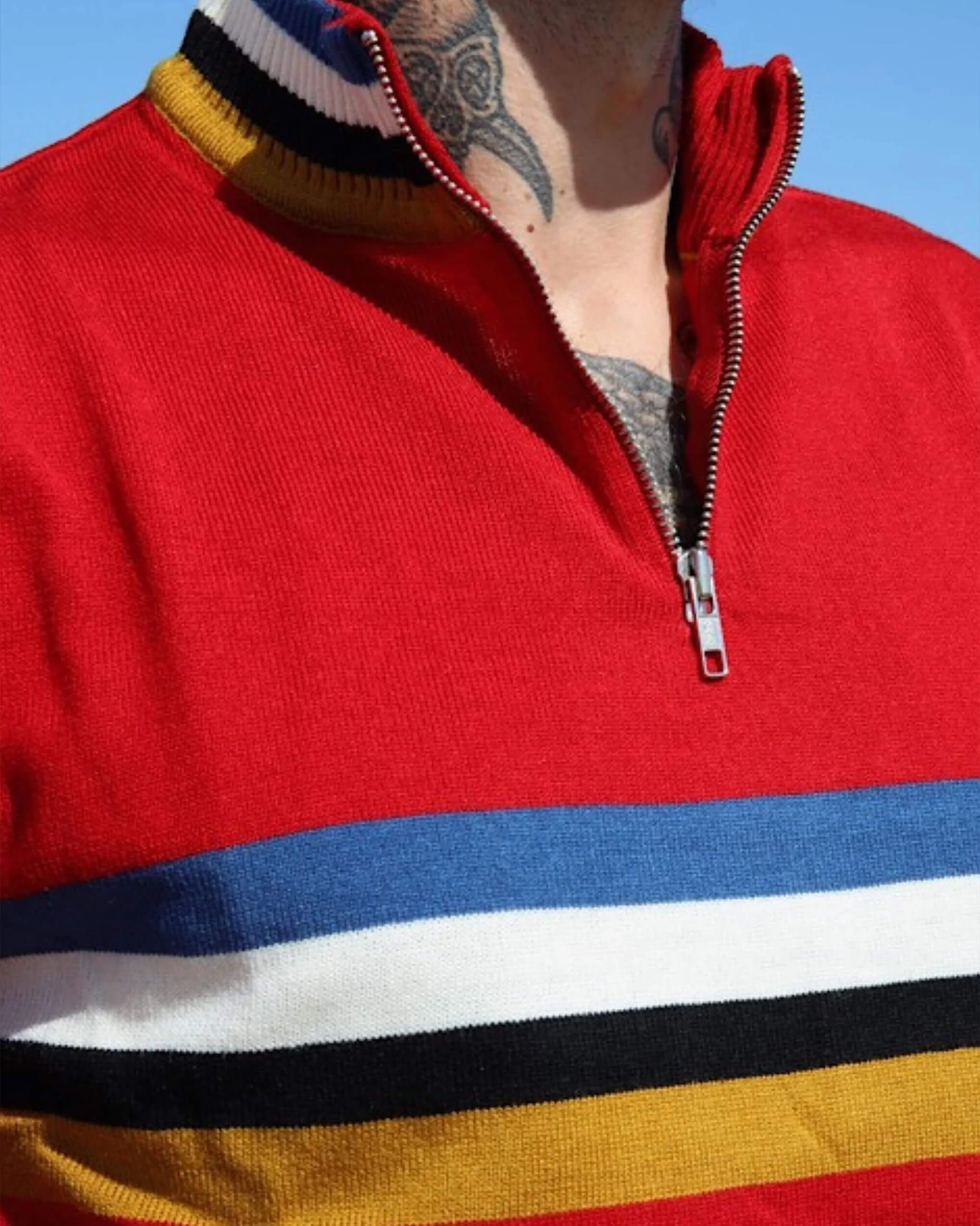 Red Retro Zip Neck Jumper - Image 4