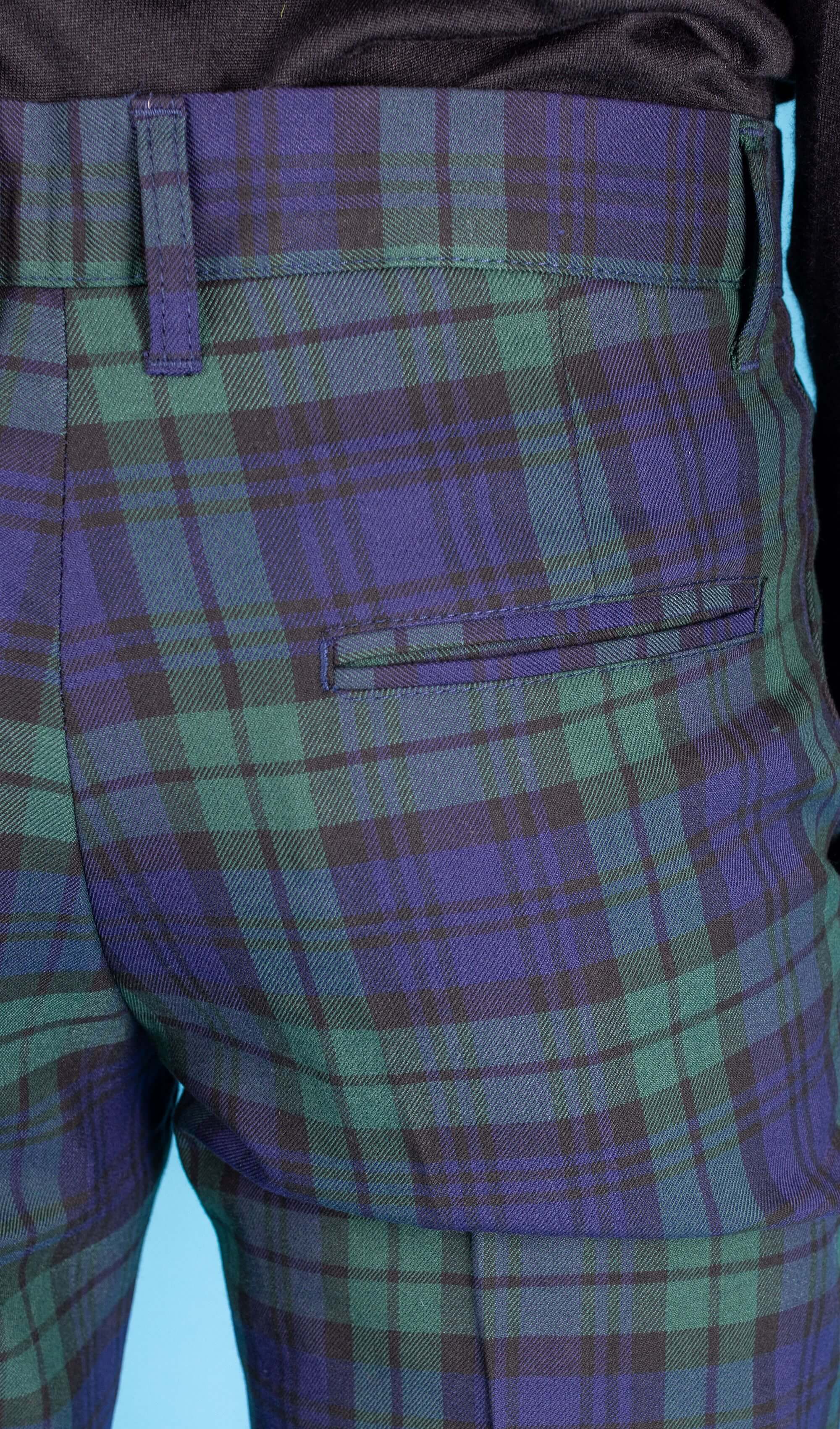 Retro Mod Stretch Blackwatch Tartan Trousers - Image 5