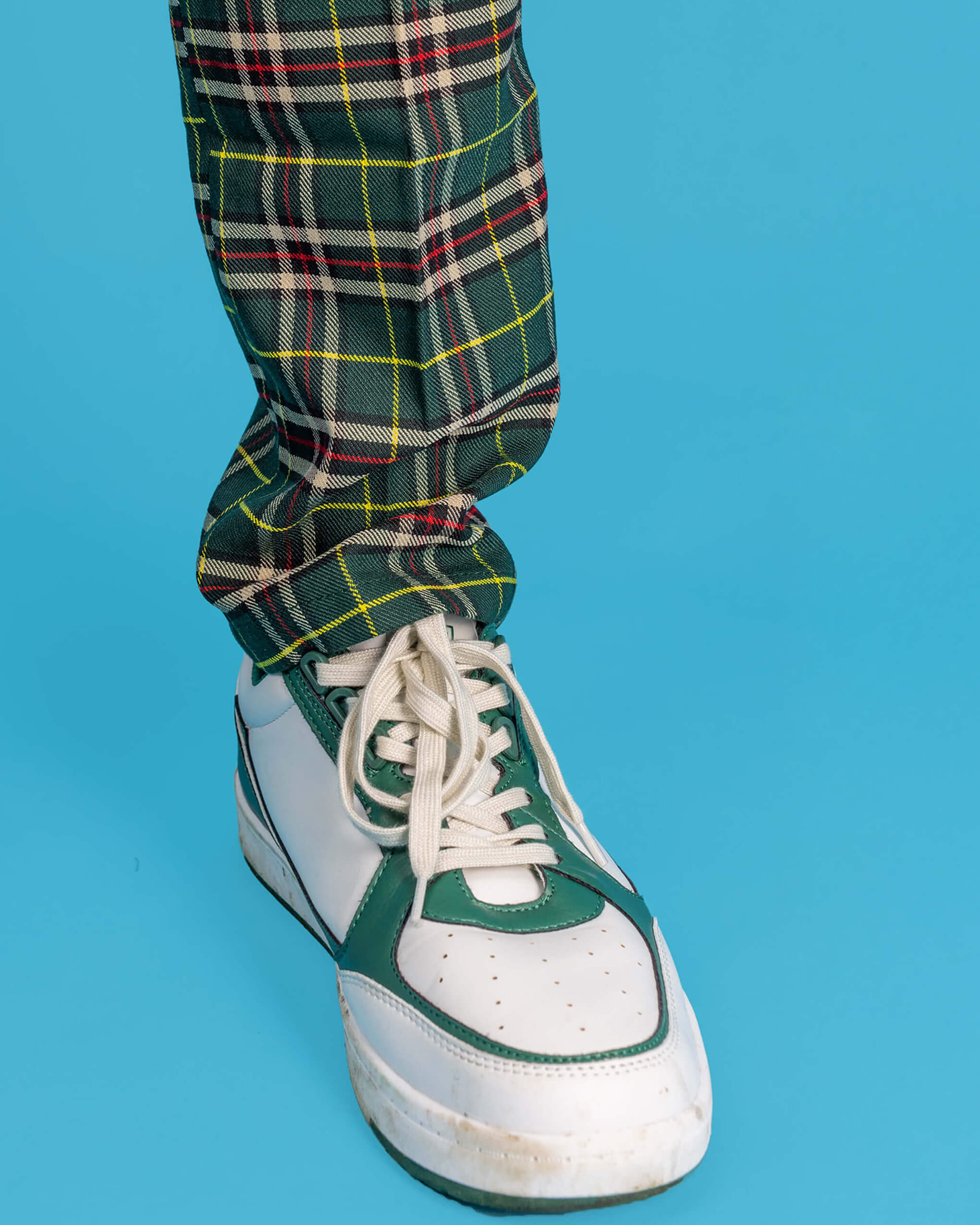 Retro Mod Stretch Plaid Green Tartan Slim Skinny Fitting Trousers - Image 10