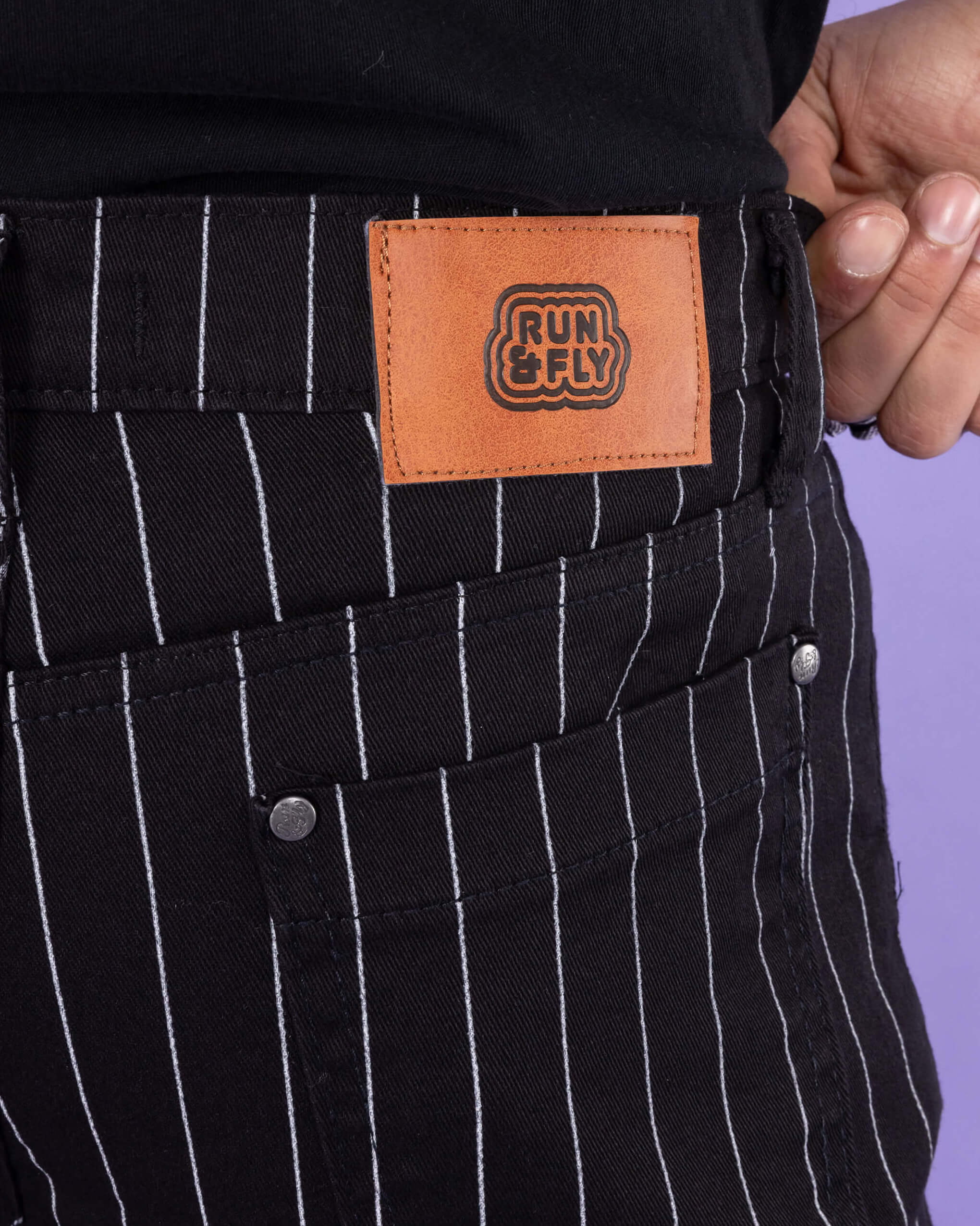 Stretch Black & White Pinstripe Skinny Jeans - Image 6