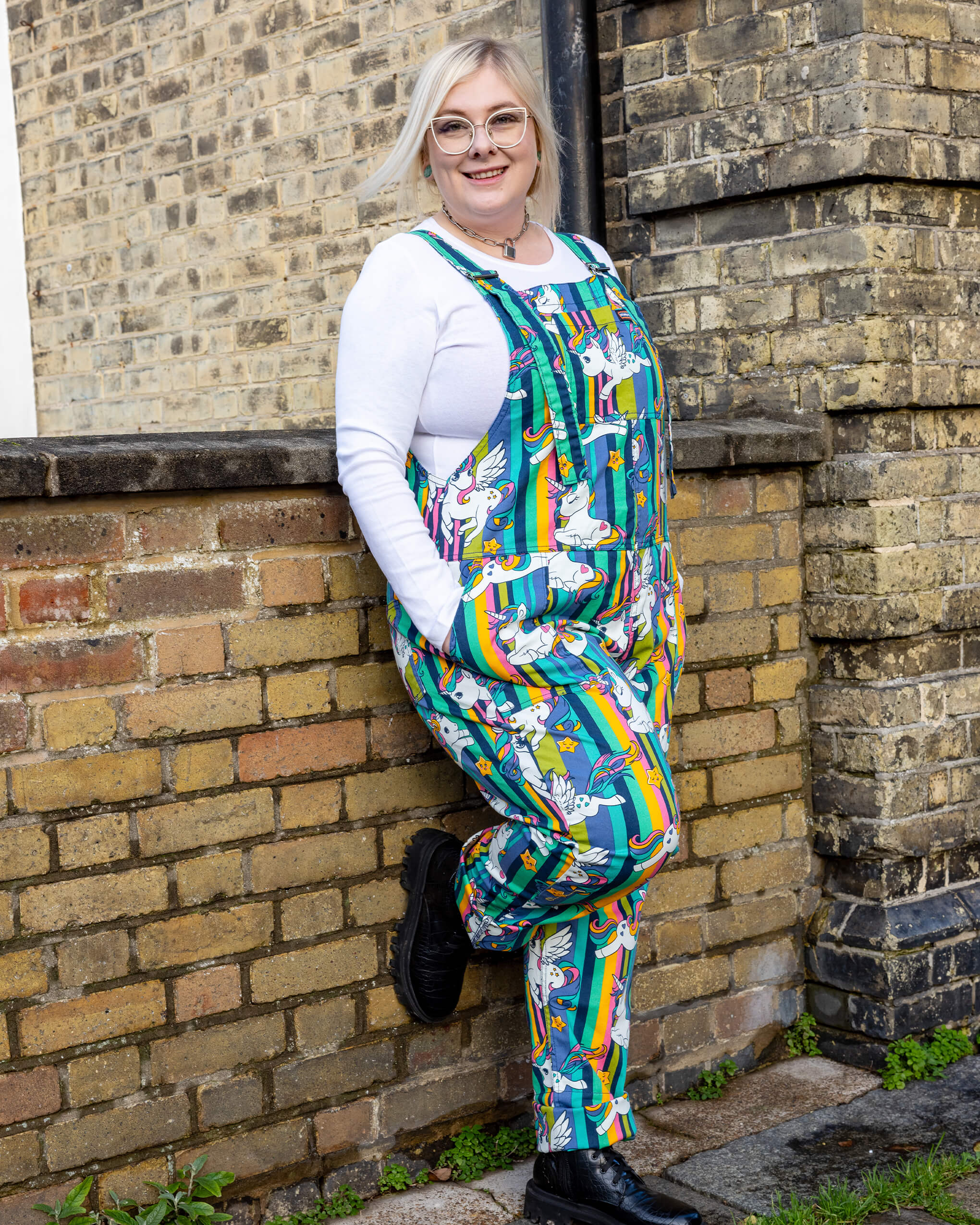 Unicorn Stripes Stretch Twill Dungarees - Image 3